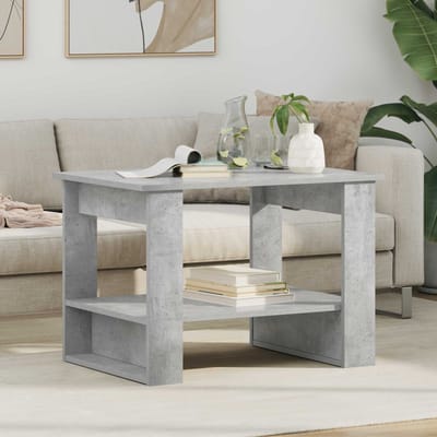 vidaXL - Salontafel - Beton - Grijs - 72 - x - 50 - x - 50 - cm - Bewerkt - hout