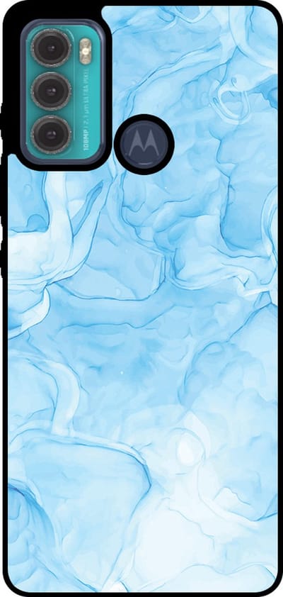 Smartphonica Telefoonhoesje Geschikt voor Motorola Moto G60 met marmer opdruk - TPU backcover case marble design - Lichtblauw geschikt voor Motorola Moto G60