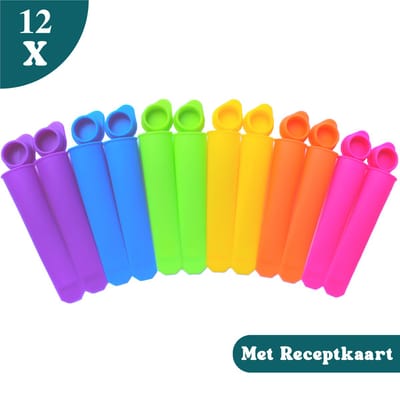 Clean Cuisine IJsvormpjes - IJsvormpjes voor ijslollys - IJsjes maken - Vaatwasser Bestendig - BPA vrij - 12 stuks - Met Receptkaart