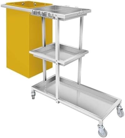 Schoonmaakwagen - Conciërgekar Huishoudkar - Commercieel Schoonmaken - Roestvrij Staal - 37 cm breed - Zilver