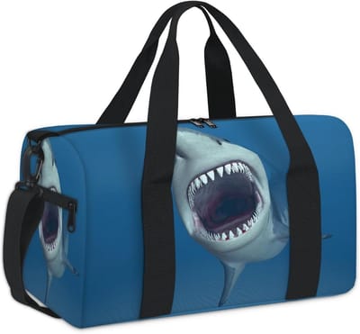 Sport Plunjezak - Weekendtas Reistas - Casual Reizen Gym - Grote Capaciteit - 455 cm - Wit Haaienprint