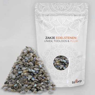 Bixorp Zakje Edelstenen Labradoriet - 200g - 100% Natuurlijke Labradoriet Chips uit 000 - Edelsteen Stukjes