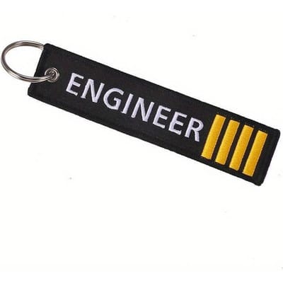 1 Pcs Broderie Ingénieur Porte-clés Noir Pendentif Étiquettes Rectangle Porte-clés Souvenir Porte-clés 1pc black