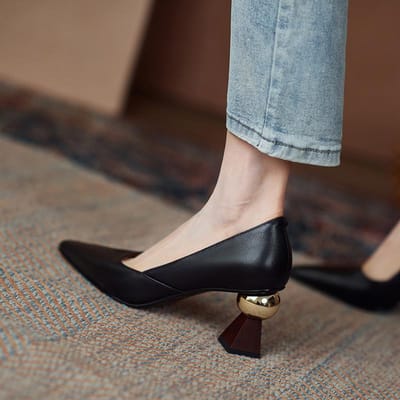 Handgemaakte Leren Dames Pumps Sexy Chic Stijlvol Puntige Neus Kantoor Werkschoenen Vreemde Hoge Hak Zwarte Stiletto's Jurkschoenen 39 gray