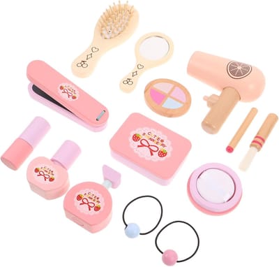 Houten Make-up Speelset - Prinses Speelgoed - Rollenspel Creativiteit - Realistisch Ontwerp - 11 x 105 x 5 cm - Roze