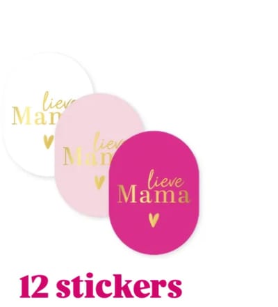 12x Sticker - sluitsticker - LIEVE MAMA - 42x60mm - sluitsticker - cadeausticker - moederdag -moeder - mama
