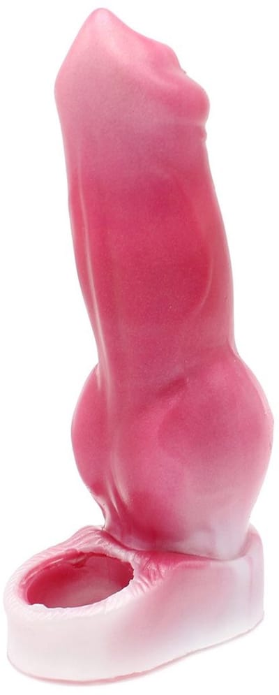 Kiotos Monstar 09 - Penis Sleeve - Penisverlenging - Met Ball Stretcher Opening - Lengte 205 mm - Siliconen - Roze Wit