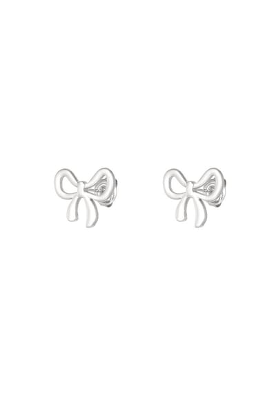 Oorknopjes met strik - Oorstekers - Studs - Yehwang - 1,55 x 1,30 cm - Stainless Steel - Waterproof earrings - Zilverkleurig oorbellen - Nikkel vrij - Dames-/Kinder oorbellen