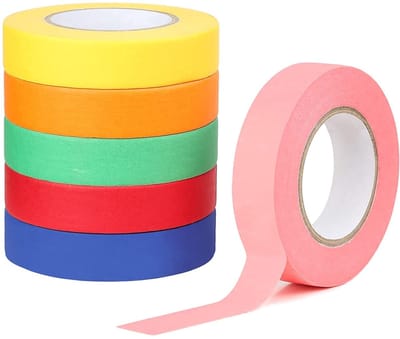 6 Rollen Masking Tape, 15MMx20M Afplakband voor Schilders, Neon Plakband Schilderstape voor Schilderen, Lakken, Renoveren