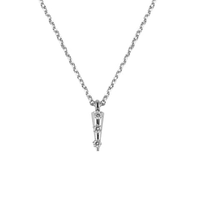 MIASOPHIA 4-MS22062 Stalen Ketting met Hangertje - Zirkonia - Wit - 15x4,8mm - Ankerschakel - 2mm Dikte - 50cm Lengte - Staal - Zilverkleurig