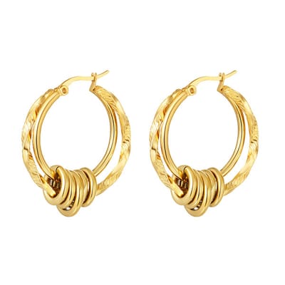 Bijoutheek Oorringen Dubbel Chain Twisted Goud 0289844-188