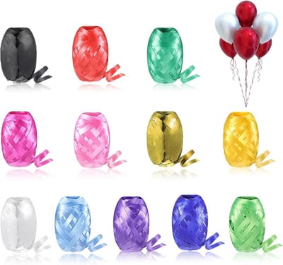 Set van 12 Kleurige Cadeaulinten, 5 mm x 10 Meter per Rol, Perfect voor Bruiloften, Feestdecoratie en Ballonnen