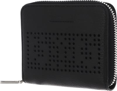 COCCINELLE Leren Portemonnee Metallic Perforee Leather Zip Around Wallet Noir Zwart