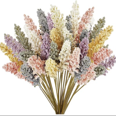 Pastel multicolor droogboeket kunstmatige lavendel bloemen mini boeket woondecoratie nep bloemen 14 stuks decoratieve takken