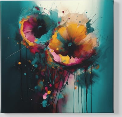 Canvas Schilderij Bloemen - Abstract - Vierkant Schilderij - 40x40x2 cm