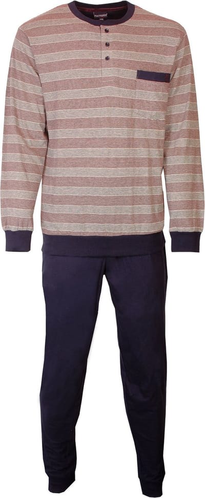 Paul Hopkins Heren Pyjama - Gestreept - Rood/Grijs - Maat S