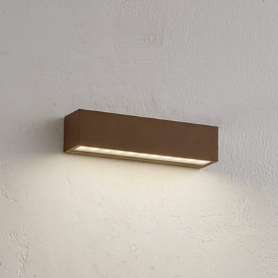 Lucande - LED wandlamp buiten - 1licht - Aluminium spuitgietwerk, glas - H: 6 cm - donkerbruin, transparant - Inclusief lichtbron