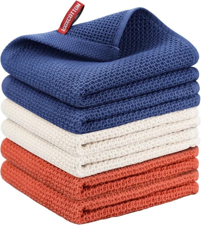 Set van 6 Keukenhanddoeken 100% Katoen Absorberend en Sneldrogend 40 x 60 cm