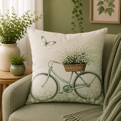 Lily of the Valley Collection kussenhoes – Groene bloemenprints – 45x45 cm