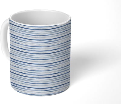 Mok - Koffiemok - Nautisch - Chic - Strepen - Blauw - Wit - Mokken - 350 ML - Beker - Koffiemokken - Theemok