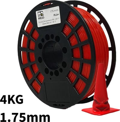 Rood PLA+ 4kg 3D Printer Filament 1.75 mm - Hoge Kwaliteit en Duurzaam - Compatibel met Creality, Bambu Lab, Esun en Andere 3D Printers - Voor 3D Printen van Prototypes, Modellen, Accessoires - voor Professioneel en Thuisgebruik