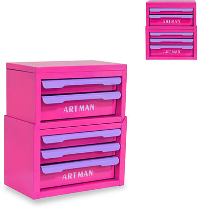 MODENUIT Ladenkast - 5 Stapelbare Laden Voor Cosmetica En Opbergen - Voor Badkamer En Kaptafel - Staal - Paars
