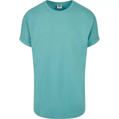 Urban Classics - Long Shaped Turnup Heren T-shirt - XS - Blauw
