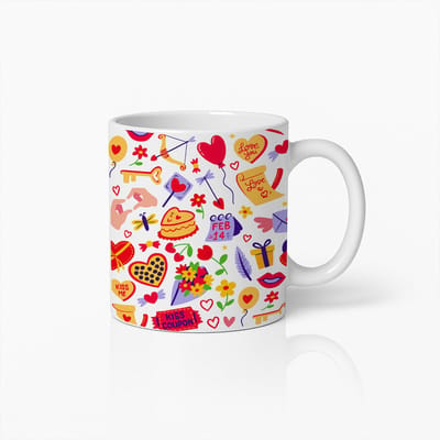 Valentijnsdag Liefde Mok 330ml – Romantische Hart & Kus Ontwerp Koffiebeker, Perfect Cadeau voor Stellen en Geliefden