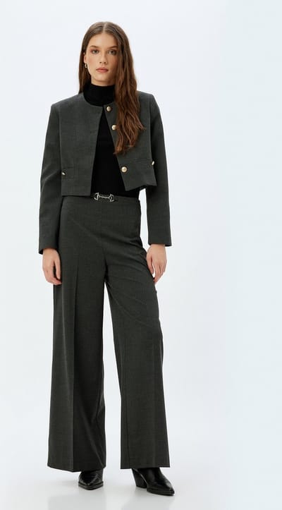 Hoge taille Brede pijpen Broek