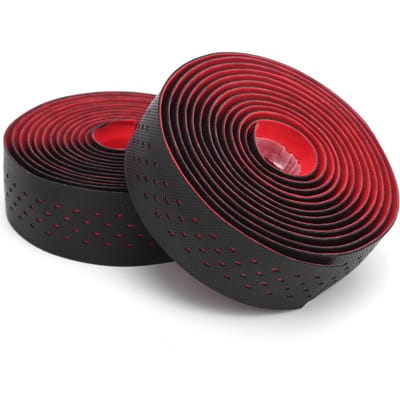 Style Perforé 1 Paire Rubans de Guidon Vélo de Route Antidérapant Bande Enveloppante pour Guidon de Vélo(Noir rouge ) red