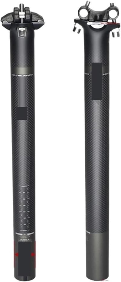 Fiets Zadelpen Carbon - Zadelpen Fiets - Comfortabel Fietsen - Hoogte Verstelbaar - 316-400mm - Zwart