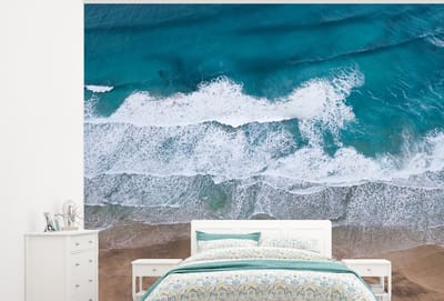 Behang - Fotobehang Strand - Zee - Water - Blauw - Breedte 325 cm x hoogte 260 cm
