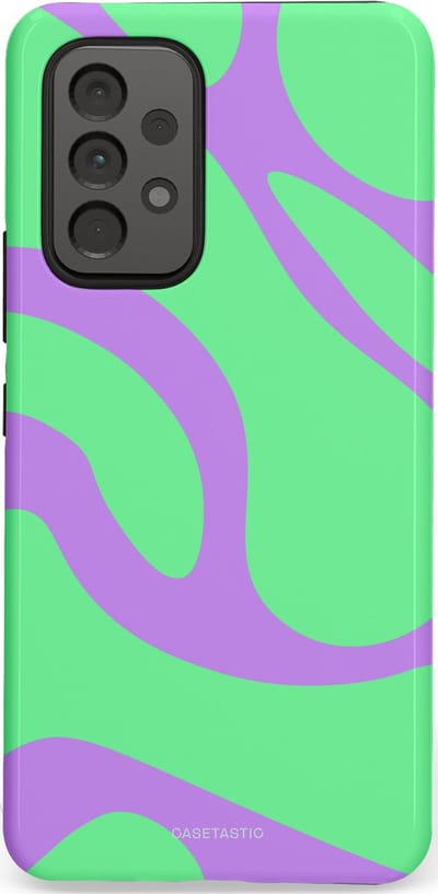 Casetastic Hoesje Geschikt voor Samsung A53 - Stijlvolle Beschermende Duo-layer Case - Pastelgolven Mint-Lila