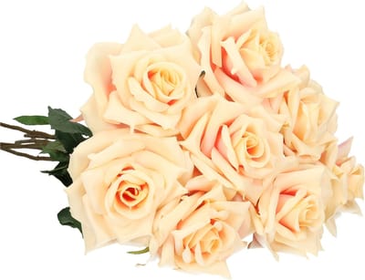 Mica Decorations Kunstbloem Roos Emily - 8x - 66 cm - licht roze - polyester - kunststof - kunstbloemen