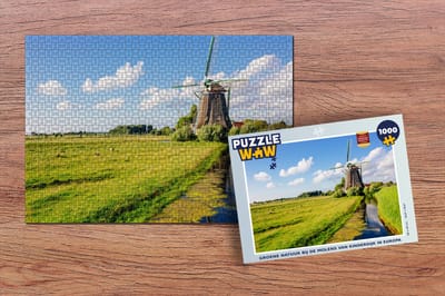 Puzzel Molen - Gras - Nederland - Legpuzzel - Puzzel 1000 stukjes volwassenen