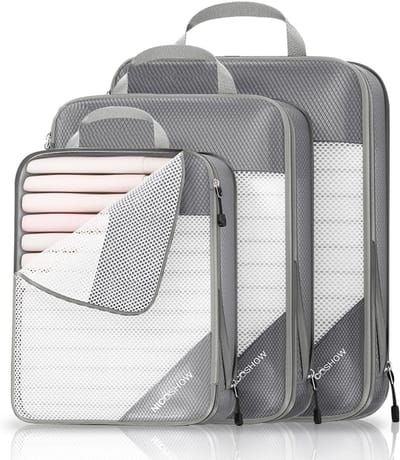 Compressie Packing Cubes Set van 3 voor Reiskoffers - Ruimtebesparend en Inpakorganizer