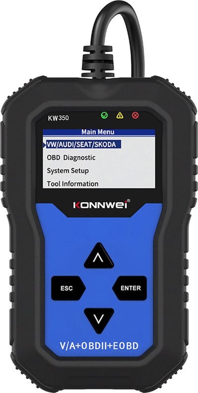 Konnwei KW350 OBD2 Scanner - Auto uitleesapparatuur - Storing verwijderen - Service reset - ABS - SRS - Voor Audi, Volkswagen en Seat