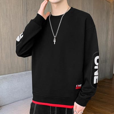 Trui Heren Lente en Herfst Verdikkend Plus Size Losse Versie Dikke Man Lange Mouw T-shirt Jas Casual Herenkleding 8XL black