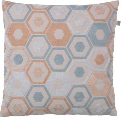 Dutch Decor PIEN - Sierkussen geborduurd 45x45 cm - lichtgrijs - roze - blauw - pasteltinten - Inclusief binnenkussen