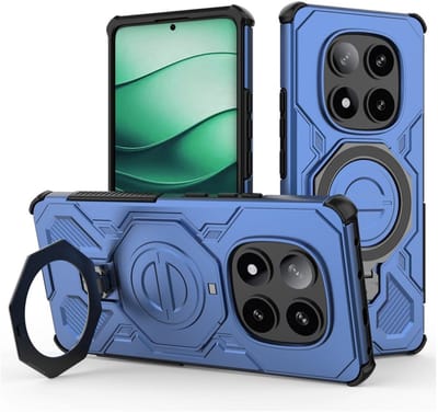 Hoesje geschikt voor Xiaomi Redmi Note 14 Pro 5G | Compatibel met MagSafe / Qi2 | 360° Draaibare Magnetische Standaard | Back Cover Kickstand Ring | Blauw