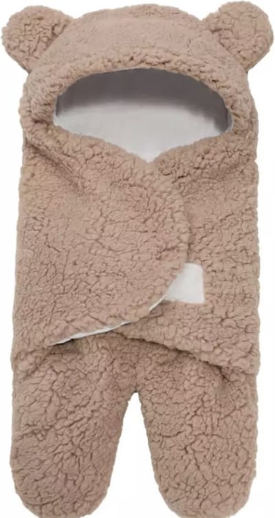 IL BAMBINI - Zachte fleece teddy beer inbakerdoek - slaapzak - newborn - Bruin