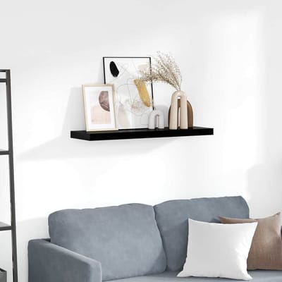 vidaXL - Wandschap - zwevend - 80x23,5x3,8 - cm - MDF - hoogglans - zwart