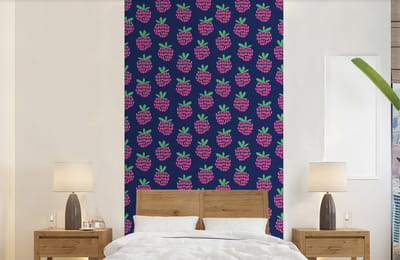 Behang - Fotobehang Patroon - Framboos - Retro - Breedte 120 cm x hoogte 240 cm