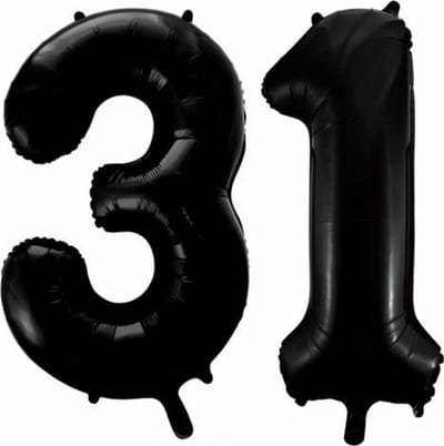 Folieballon 31 jaar zwart 41cm