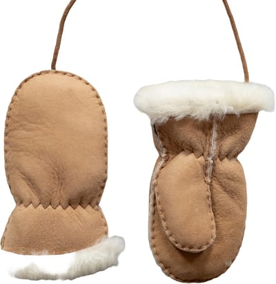 Van Buren Wollen baby & kinder wantjes - 100% schapenvacht - Wantjes van lamsvacht - Camel | M - 2-4 jaar