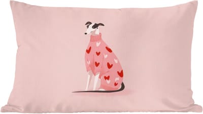 Sierkussens - Kussentjes Woonkamer - 60x40 cm - Hond - Hartjes - Roze