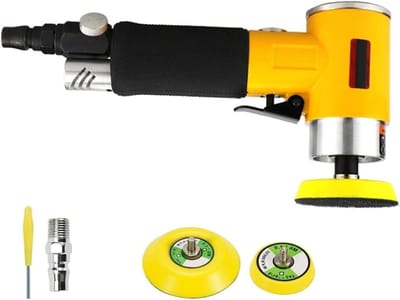 Lucht Polijstmachine - Schuurmachine Set - Oppervlakken Bewerken - Dubbele Rotatie Methode - 3-delige Pad - Zwart