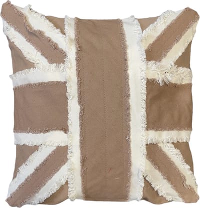 Kussenhoes - Beige met de vorm van de Engelse vlag erop in creme strepen - 40 x 40cm