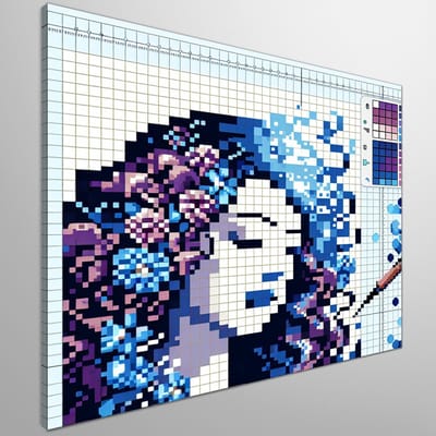 Pixel art vrouw schilderij | Digitale schoonheid: een ode aan de pixelkunst van vrouwen | Kunst - 60x60 centimeter op Canvas | Foto op Canvas