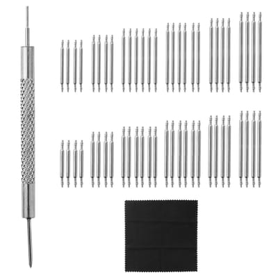 Dailygoods- Horlogepennen Set 144 Stuks - Roestvrij Stalen Veerpennen - 18 Verschillende Maten - Horloge Gereedschap - Professionele Reparatieset - Inclusief Reinigingsdoek